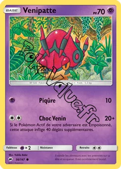 Carte Pokémon Venipatte n°56 de la série Ombres Ardentes
