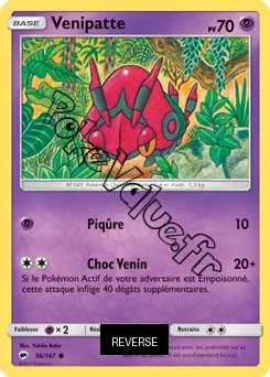 Carte Pokémon Venipatte Reverse n°56 de la série Ombres Ardentes