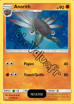 Carte Pokémon Anorith  Reverse n°111 de la série Éclipse Cosmique