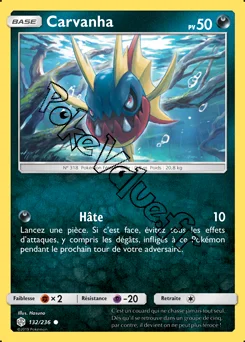 Carte Pokémon Carvanha  n°132 de la série Éclipse Cosmique