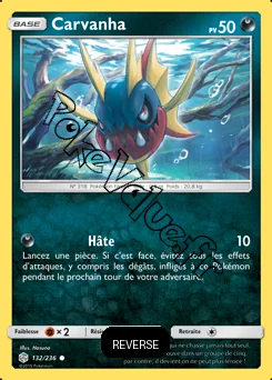 Carte Pokémon Carvanha  Reverse n°132 de la série Éclipse Cosmique