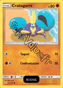 Carte Pokémon Crabagarre Reverse n°121 de la série Éclipse Cosmique