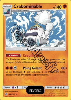 Carte Pokémon Crabominable  Reverse n°122 de la série Éclipse Cosmique