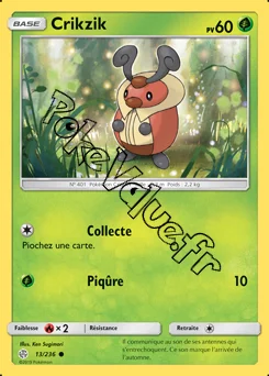 Carte Pokémon Crikzik n°13 de la série Éclipse Cosmique