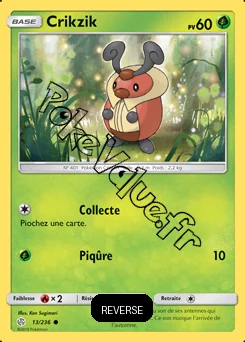 Carte Pokémon Crikzik Reverse n°13 de la série Éclipse Cosmique