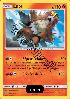 Carte Pokémon Entei  Reverse n°28 de la série Éclipse Cosmique