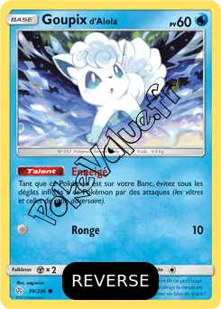 Carte Pokémon Goupix d’Alola Reverse n°39 de la série Éclipse Cosmique