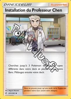 Carte Pokémon Installation du Professeur Chen n°201 de la série Éclipse Cosmique