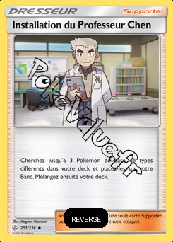 Carte Pokémon Installation du Professeur Chen Reverse n°201 de la série Éclipse Cosmique