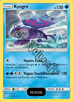 Carte Pokémon Kyogre  Reverse n°53 de la série Éclipse Cosmique