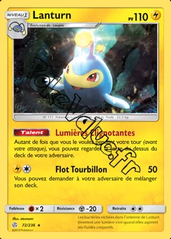 Carte Pokémon Lanturn  n°72 de la série Éclipse Cosmique