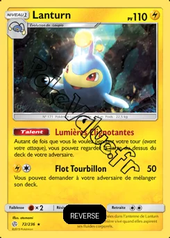 Carte Pokémon Lanturn  Reverse n°72 de la série Éclipse Cosmique