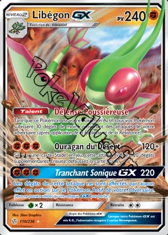 Carte Pokémon Libégon GX n°110 de la série Éclipse Cosmique