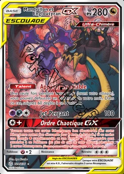 Carte Pokémon Mandrillon et Engloutyran GX n°224 de la série Éclipse Cosmique