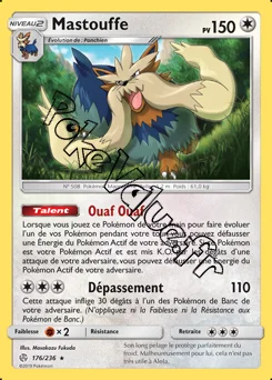 Carte Pokémon Mastouffe n°176 de la série Éclipse Cosmique