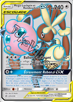 Carte Pokémon Méga Lockpin et Rondoudou GX n°225 de la série Éclipse Cosmique