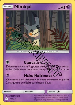 Carte Pokémon Mimiqui n°96 de la série Éclipse Cosmique