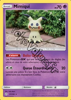 Carte Pokémon Mimiqui n°97 de la série Éclipse Cosmique