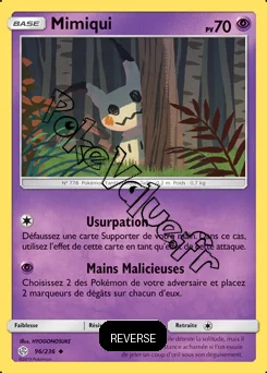 Carte Pokémon Mimiqui Reverse n°96 de la série Éclipse Cosmique