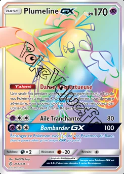 Carte Pokémon Plumeline GX n°255 de la série Éclipse Cosmique