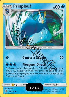 Carte Pokémon Prinplouf Reverse n°55 de la série Éclipse Cosmique