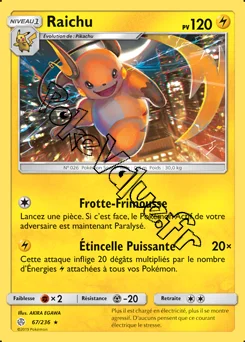 Carte Pokémon Raichu  n°67 de la série Éclipse Cosmique
