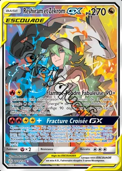 Carte Pokémon Reshiram et Zekrom GX n°222 de la série Éclipse Cosmique