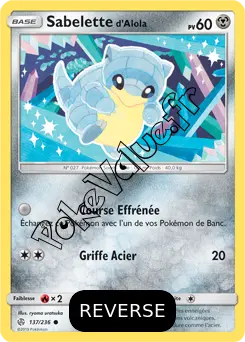 Carte Pokémon Sabelette d’Alola Reverse n°137 de la série Éclipse Cosmique