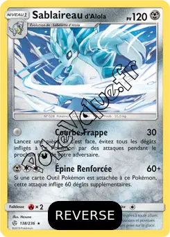 Carte Pokémon Sablaireau d’Alola Reverse n°138 de la série Éclipse Cosmique