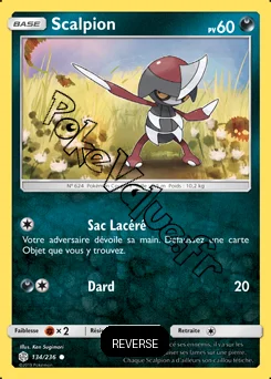 Carte Pokémon Scalpion Reverse n°134 de la série Éclipse Cosmique