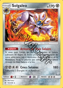 Carte Pokémon Solgaleo  n°142 de la série Éclipse Cosmique