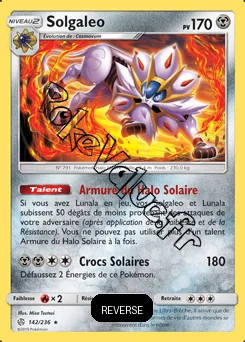 Carte Pokémon Solgaleo  Reverse n°142 de la série Éclipse Cosmique