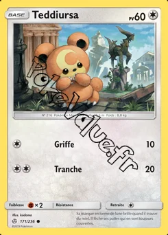 Carte Pokémon Teddiursa  n°171 de la série Éclipse Cosmique