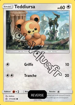 Carte Pokémon Teddiursa  Reverse n°171 de la série Éclipse Cosmique