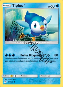 Carte Pokémon Tiplouf n°54 de la série Éclipse Cosmique
