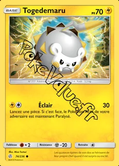 Carte Pokémon Togedemaru  n°74 de la série Éclipse Cosmique