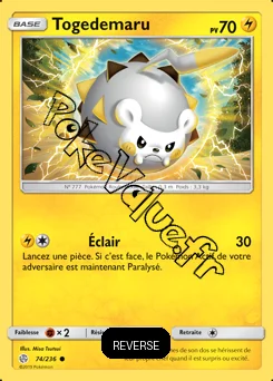 Carte Pokémon Togedemaru  Reverse n°74 de la série Éclipse Cosmique