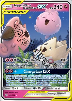 Carte Pokémon Togepi, Mélo et Toudoudou GX n°143 de la série Éclipse Cosmique