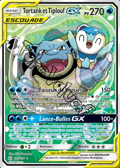Carte Pokémon Tortank et Tiplouf GX n°215 de la série Éclipse Cosmique