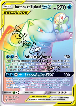 Carte Pokémon Tortank et Tiplouf GX n°253 de la série Éclipse Cosmique