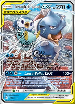 Carte Pokémon Tortank et Tiplouf GX n°38 de la série Éclipse Cosmique