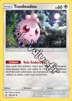 Carte Pokémon Toudoudou n°168 de la série Éclipse Cosmique