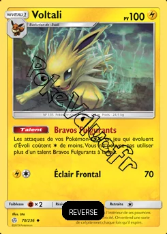 Carte Pokémon Voltali Reverse n°70 de la série Éclipse Cosmique