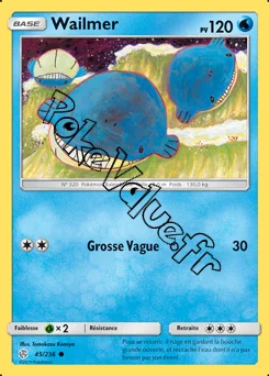 Carte Pokémon Wailmer  n°45 de la série Éclipse Cosmique