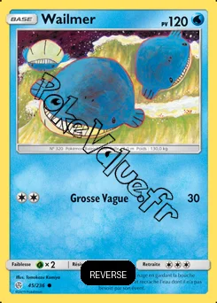 Carte Pokémon Wailmer  Reverse n°45 de la série Éclipse Cosmique