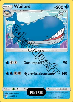 Carte Pokémon Wailord  Reverse n°46 de la série Éclipse Cosmique