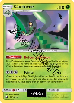 Carte Pokémon Cacturne  Reverse n°20 de la série Tempête Céleste