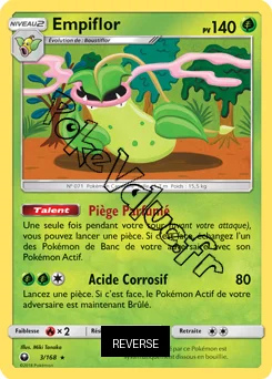 Carte Pokémon Empiflor  Reverse n°3 de la série Tempête Céleste