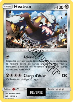 Carte Pokémon Heatran  Reverse n°98 de la série Tempête Céleste