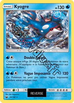 Carte Pokémon Kyogre  Reverse n°46 de la série Tempête Céleste